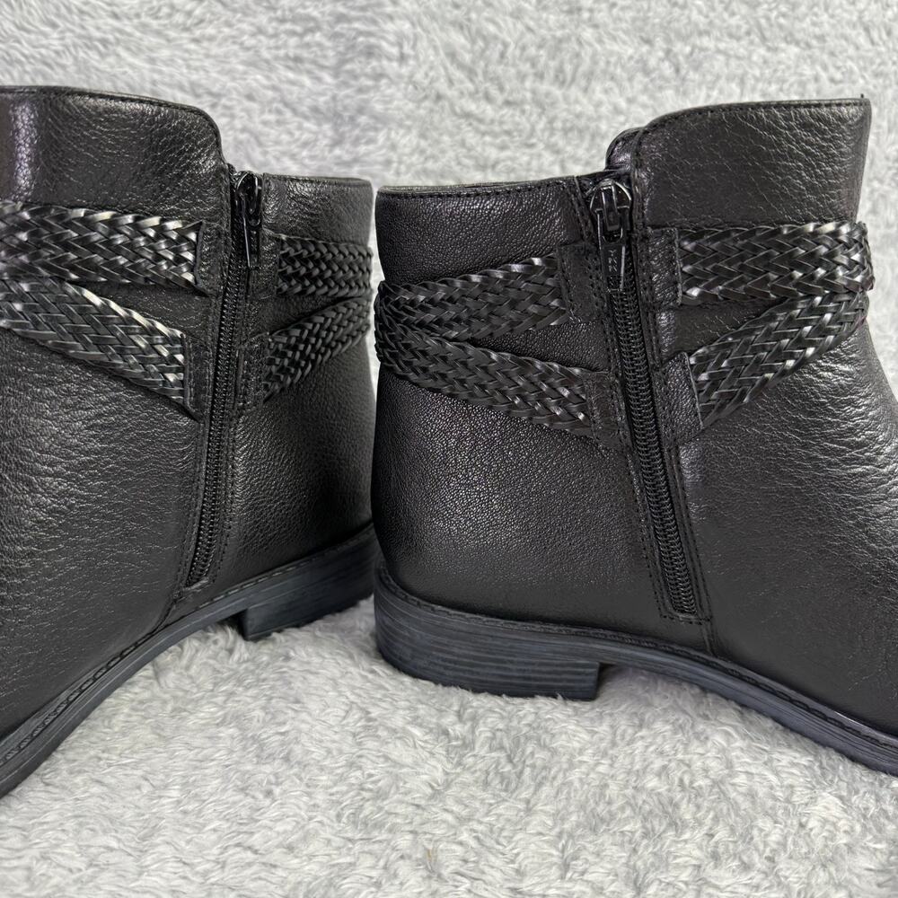 David Tate Womens Skip Zipper Buckle Ankle Booties Black Pebble Leather Sz 10 - Picture 7 of 10